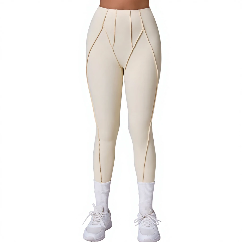 Women Elastic Waist Contouring Seams High Waist Four-Way Stretch Solid Breathable Quick Dry Reversible Three-dimensional Cutting