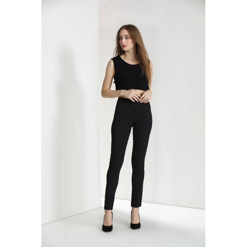 High-Waisted Stretch Linette Leggings - Custom Fit For Women, Soft Fabric Elastic Waistband, Plus Size Available For Daily Wear