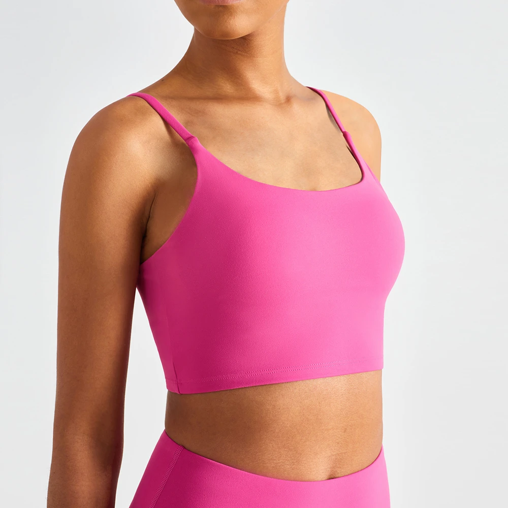 Women's Hot Sell Hot Pink Quick Dry Soft Yoga Sports Bra Padded Running Tank Tops Work Out Gym Activewear Fitness Wear Clothes
