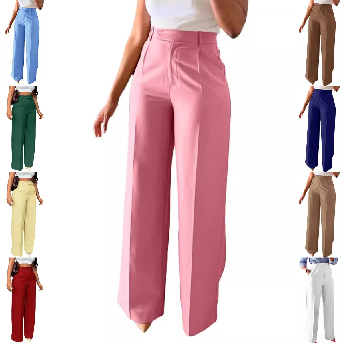 New Commuter High Waist Drape Straight Formal Casual Suit Knee Length Pants Women