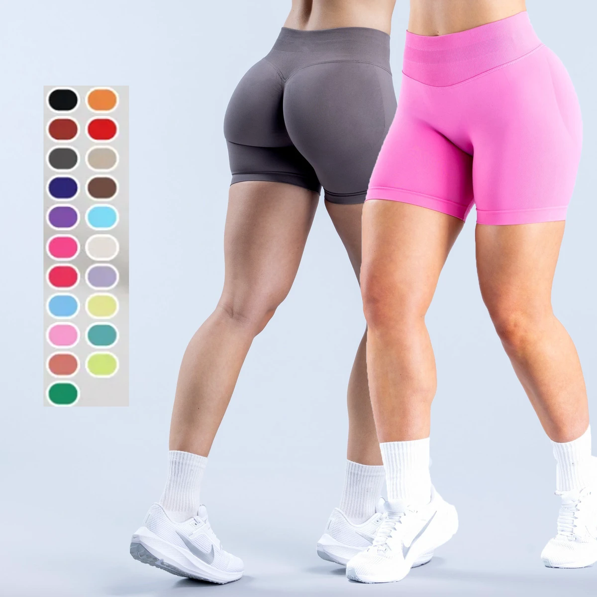 Yimo 45 Simple Color Colors Seamless Hip-Lift Yoga Shorts Women Scrunch Butt Gym Pants Lady Exercise Scrunch Biker Booty Shorts