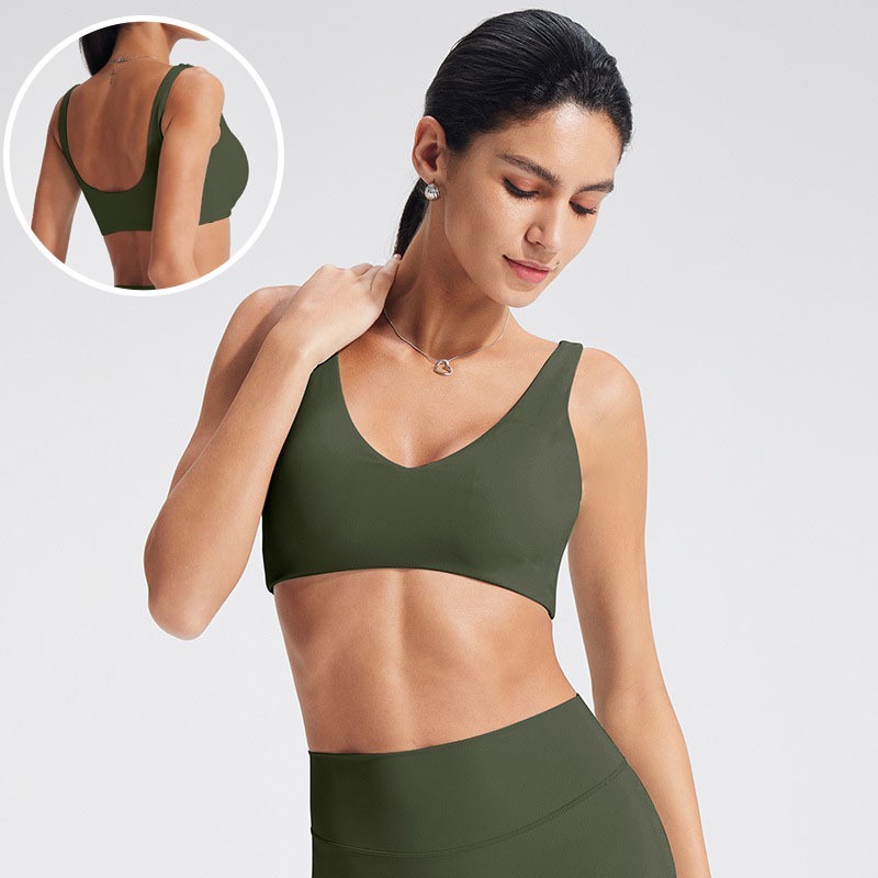 Hot Selling Lightweight Reversible Women's Nylon Seamless U-Neck Quick Dry Breathable Removable Shockproof Sports Halter Bra