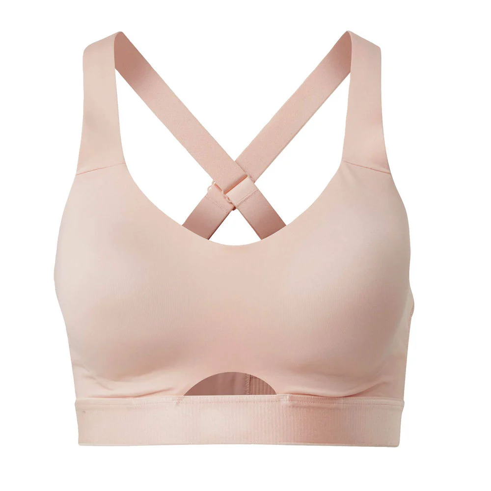Supportive Breathable Simple Sports Bra with Front Logo Adjustable Straps Medium Support for Women's Outdoor Fitness