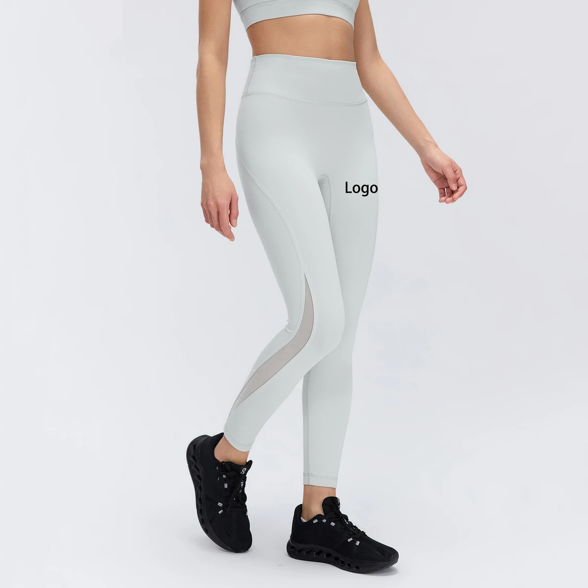 Newest 80%Polyester/20%Spandex Side Mesh High Waist Yoga Leggings Four-Way Stretch Gym Tights Drawstring Fitness Sports Leggings