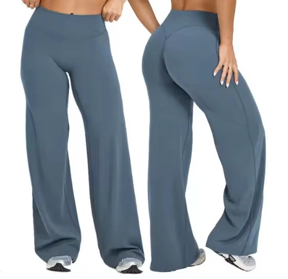 Manufacturer Custom Straight Leg Gym Pants High Waist Tummy Control Sports Workout Pants Flared Fitness Yoga Pants for Woman