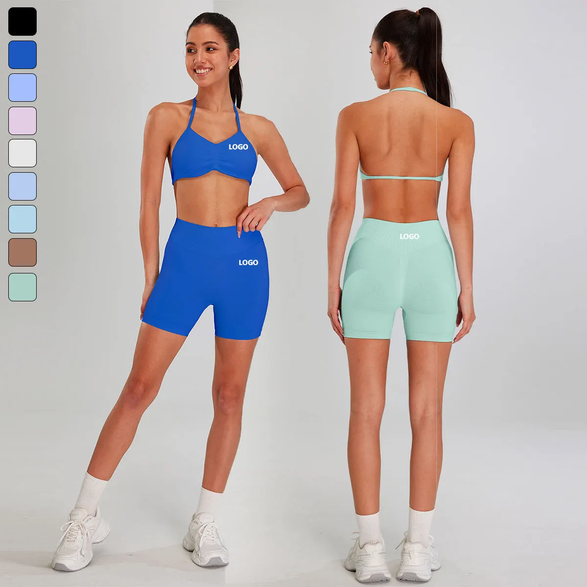 Seamless 2pcs Gym Suits Girls High Quality Athletic Wear Workout Sets for Women Sports Bra Scrunch Butt Shorts Gym Yoga Outfits