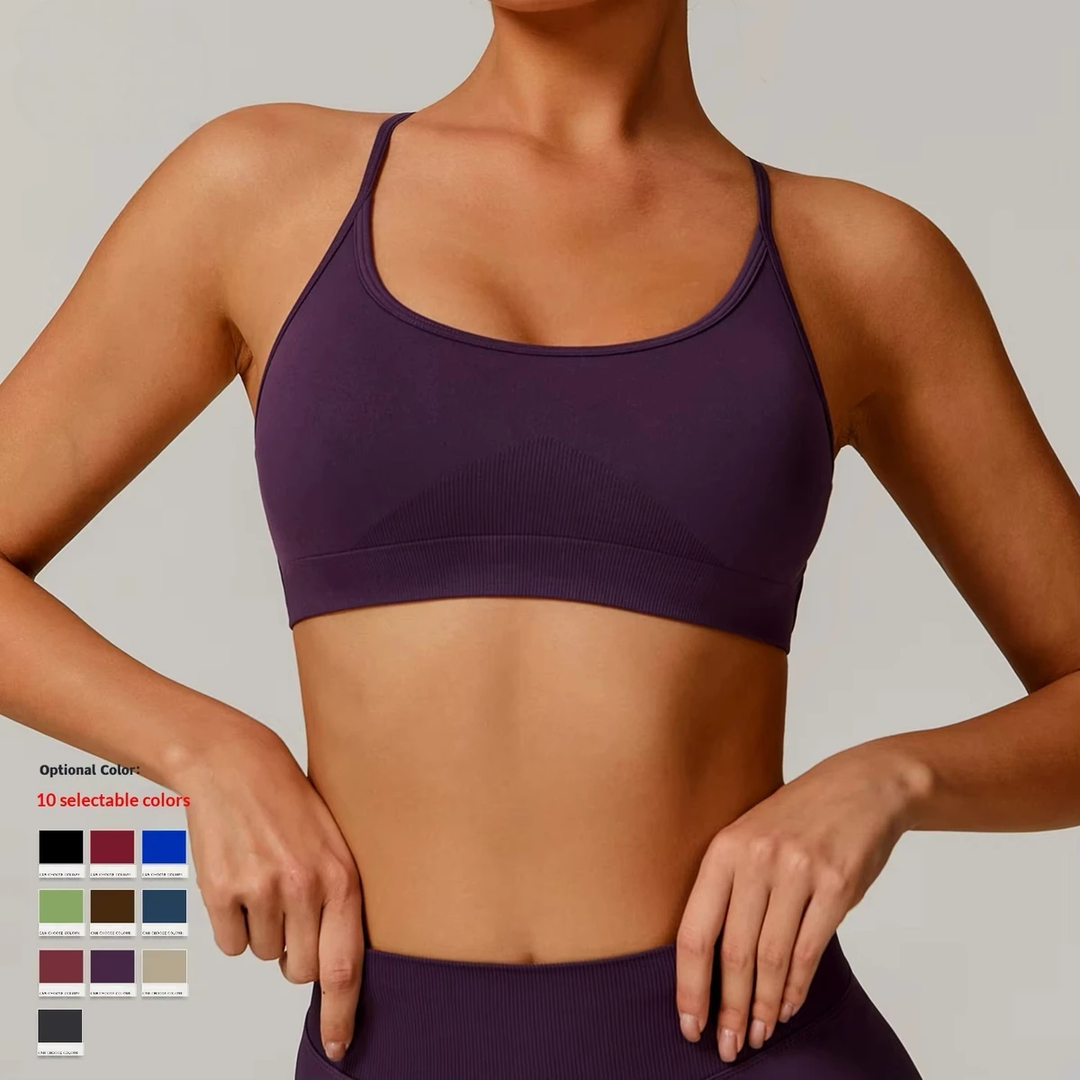 Seamless High Support Yoga Bra Quick-drying Tight-fitting Sports Running Fitness Crisscross Straps