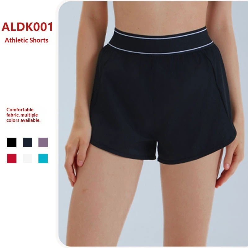 High Waist Solid Breathable for Two-piece Sports Shorts Yoga Pants Women's Summer Thin Anti-Exposure Running