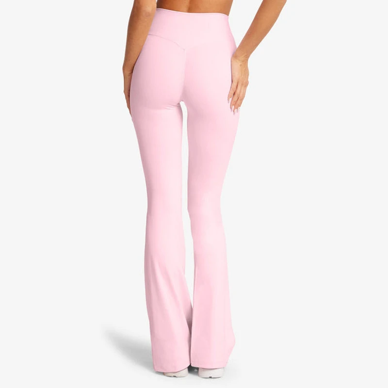 4 Way Stretch Tummy Control Workout Running Pants Long Leg Wide Yoga Pants Long Boot Flare Pants