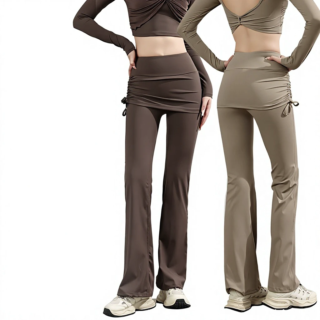 2026 New Style Bootcut Yoga Pants Women Nylon Sweat-Absorbing High-Waisted Fitness Culottes for Pilates Training Outdoor Use