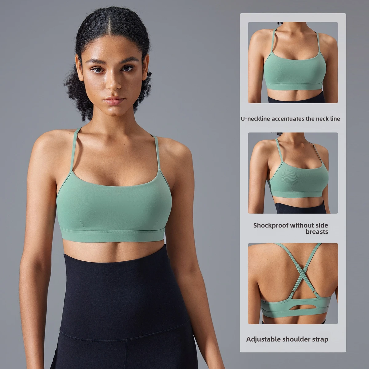 Adjustable Shoulder Strap High Support Spandex/Nylon Beauty Back Sports Underwear Women's Running Shockproof Fitness Bra
