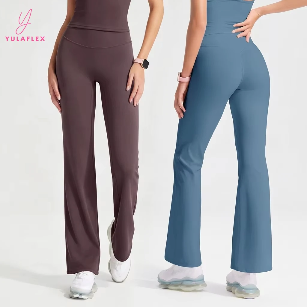 Naked Feel High Waist Flare Yoga Pants Women Tummy Control Butt Lifting Stretch Fitness Leggings for Gym Running