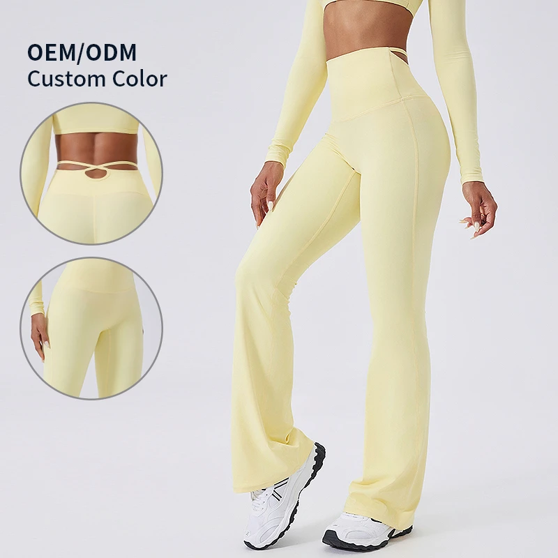 Custom High Waist Sport Flared Pants Women'S Quick-Drying Wide-Leg Pants Outdoor Gym Fitness Casual Sports Breathable Yoga Pants