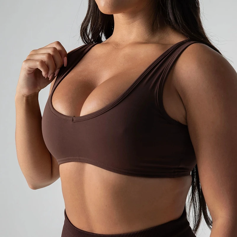 OEM LOGO Simple Very Sexy Workout Wear Push up Gym Yoga Bra Contour Balance Big Bust Sports Bra