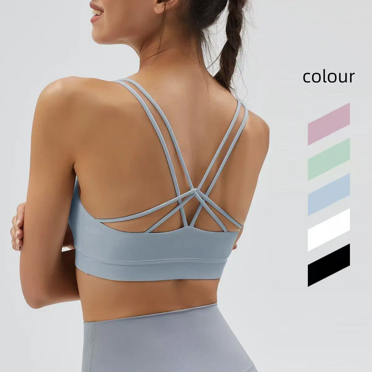 Summer Sports Yoga & Pilates Strapless Backless One-Piece Cup Bra Breathable Nylon/Spandex Quick Dry for Gym & Workout