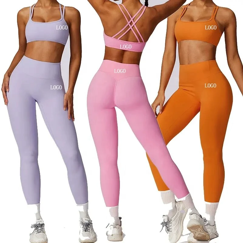 Women's Solid High Waist Full Length Yoga Suit Set 3-Piece Lightweight Breathable Four-Way Stretch Quick Dry Spandex/Nylon