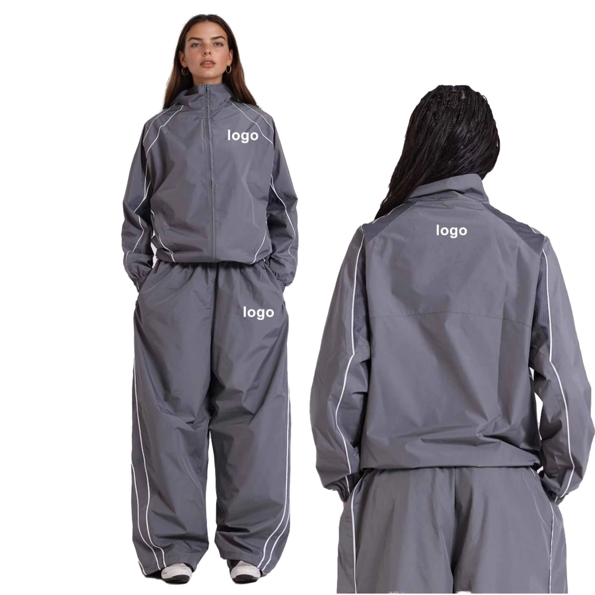 Wholesale Spring Sportswear Set Leopard Printed Casual Loose-fitting Long-sleeved Button-Up Collar Split Top Tight-fitting Pants