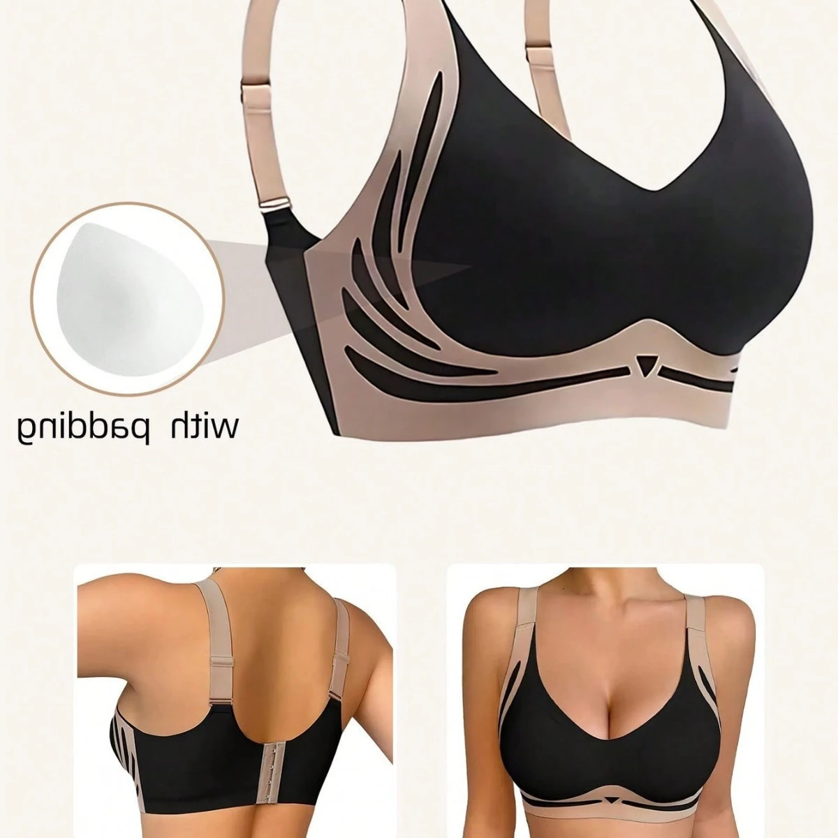 High-quality Wire Free Adjustable Straps Solid Everyday Back Yoga Sports Bra Running Seamless Women's Bra