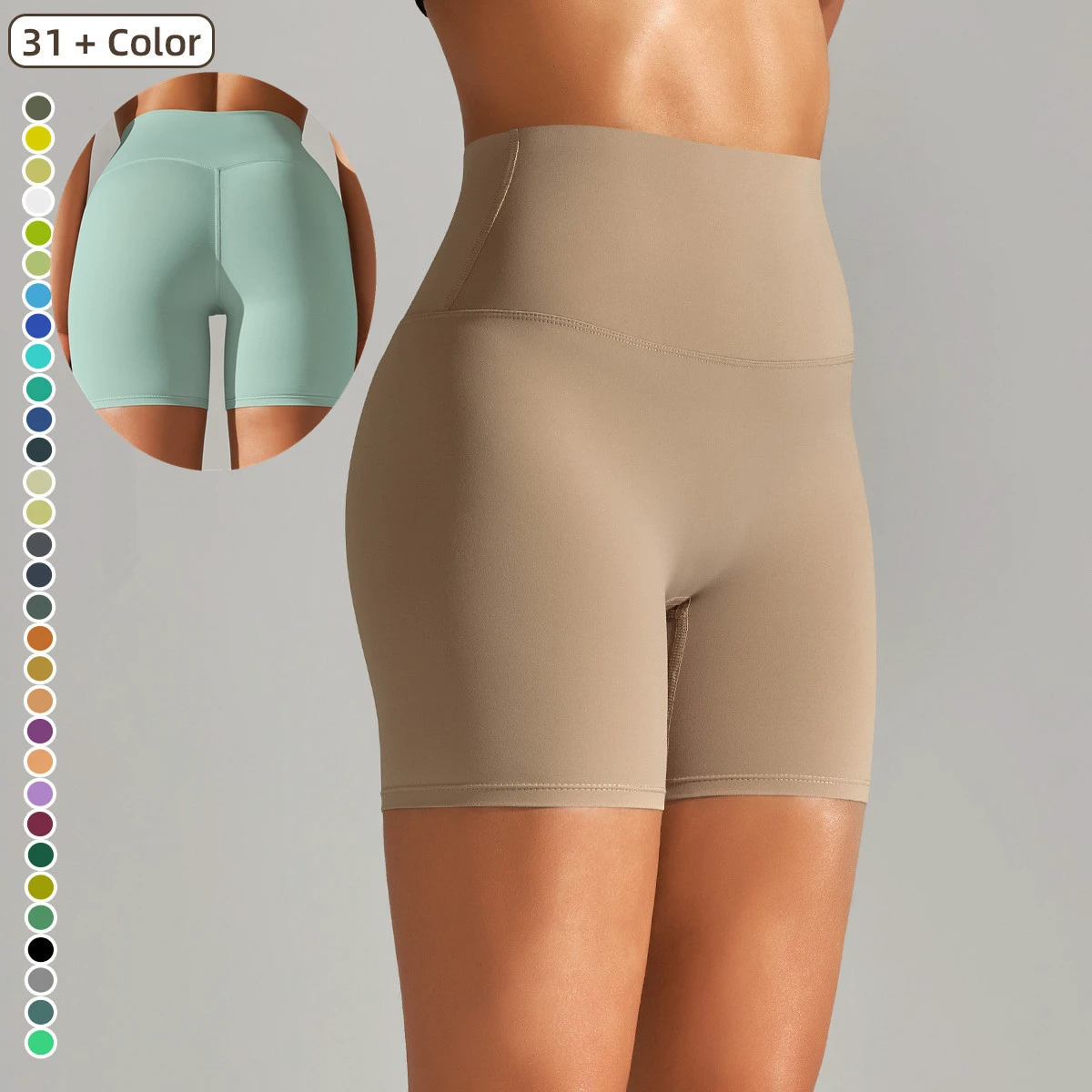 Double-sided Abrasion Tight Fitness Sports Wear Summer Gym Yoga Short Leggings Women High Waist Cycling Biker Shorts