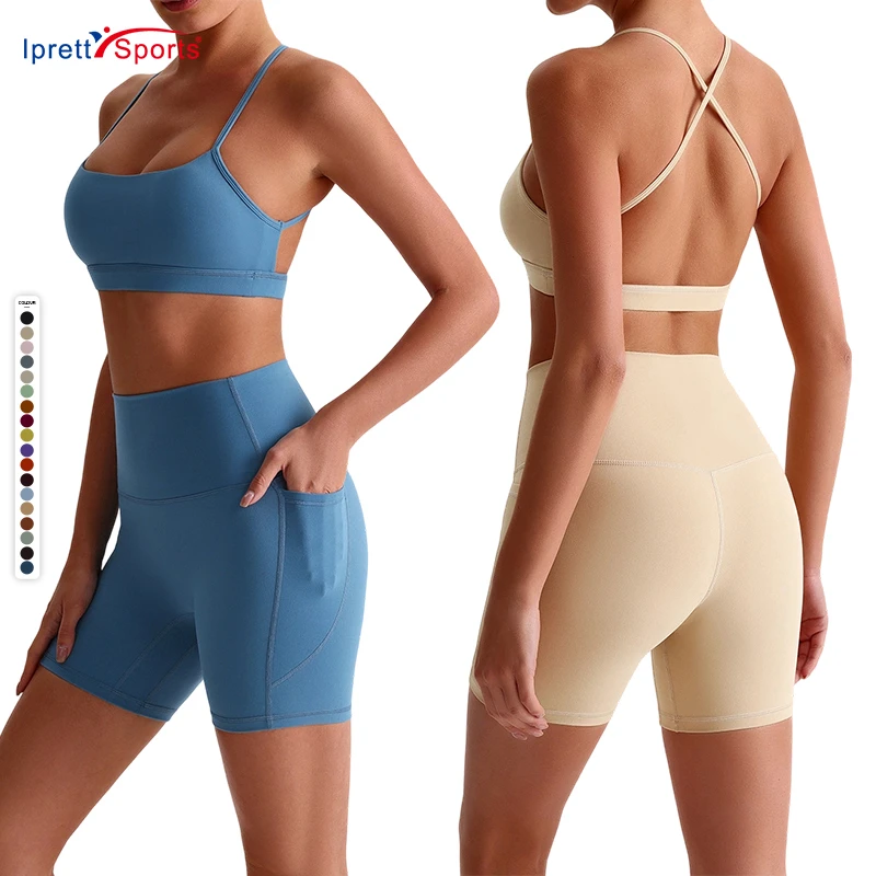 Women Yoga Short High Waist Tummy Control with Pockets Lightweight Fitness Workout Gym Wear