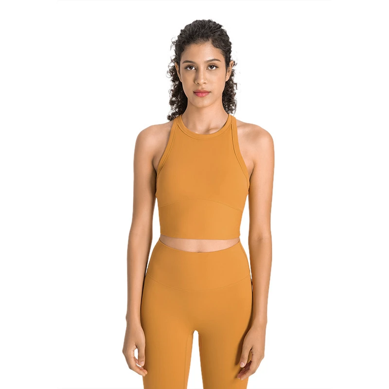 Nylon Spandex Women High Neck Sport Crop Soft Sports Bra Top Fitness