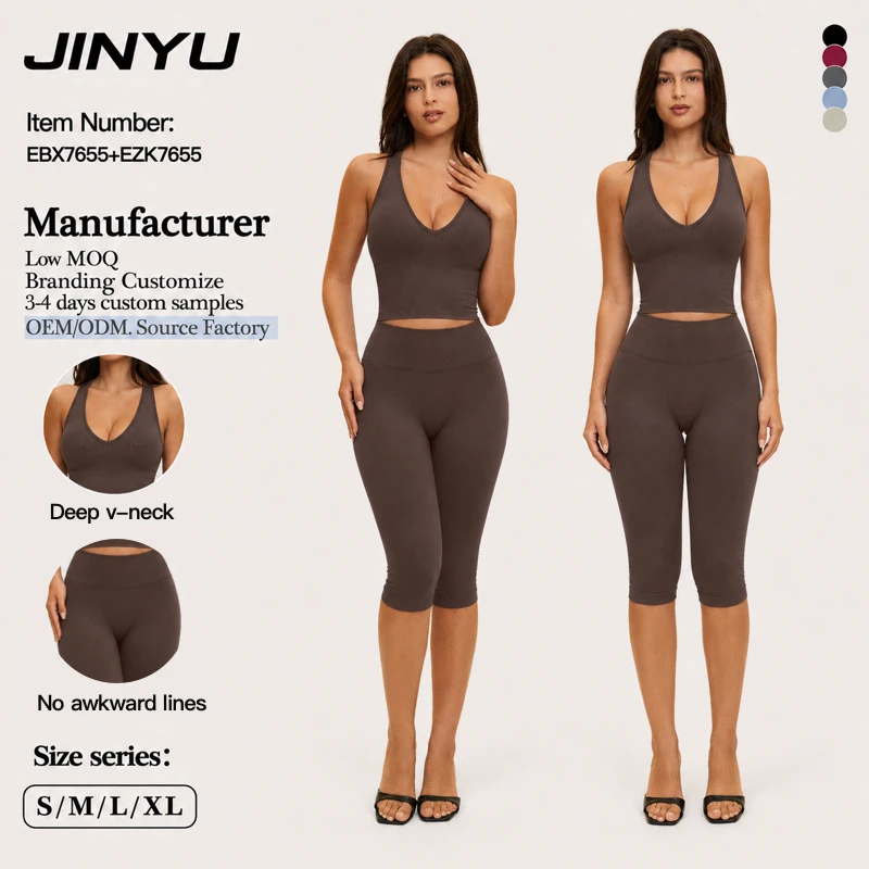 Women's Eco-friendly Fabric Yoga Set 2pcs High Waist Leggings Sexy Sports Vest Top Gym Fitness Wear Sports Suit OEM/ODM