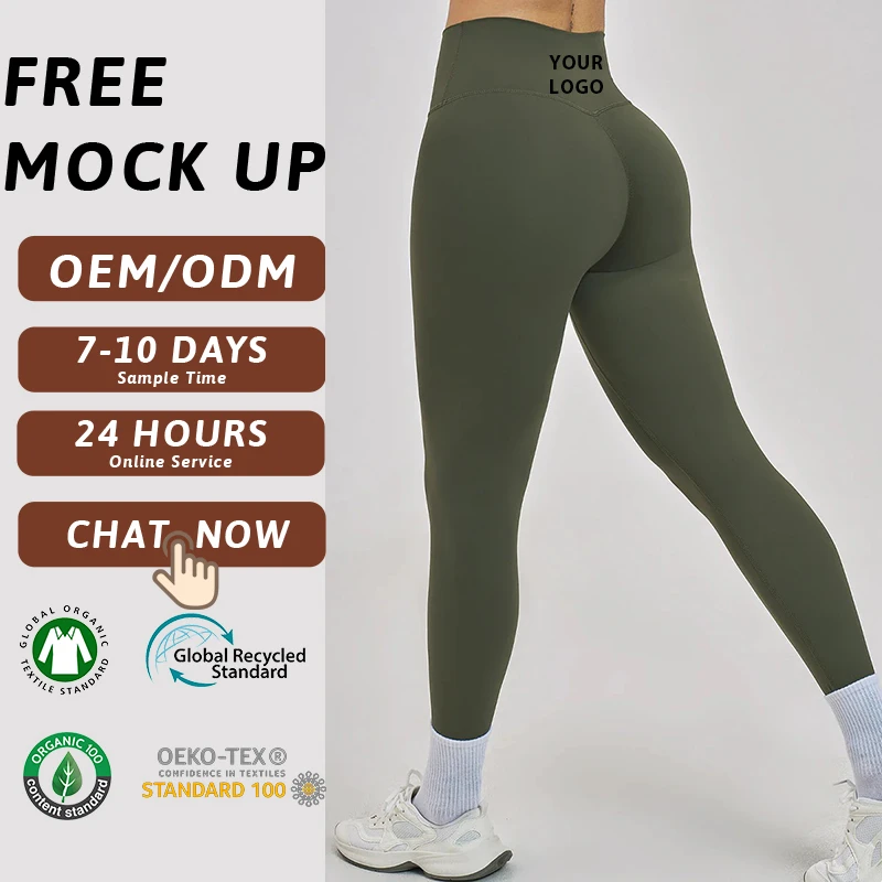 Custom Yoga Leggings For Women Butt Lifting Compression Workout Pants Buttery Soft 4 Way Stretch Gym Leggings Running Fitness