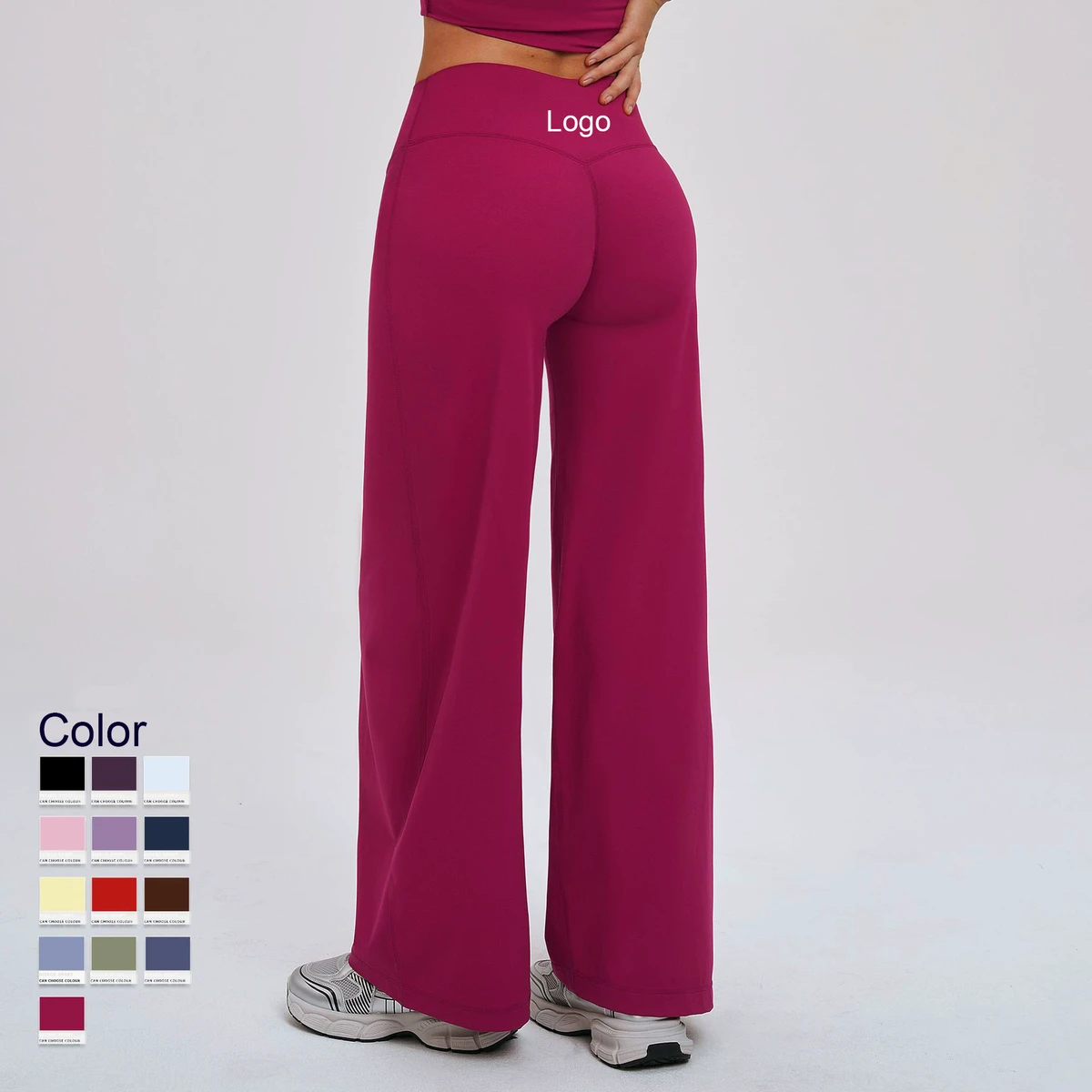Yoga Pants Women High Waist Tummy Control Solid Polyamide Stretch Casual Soft Flared Leg Full Length Bottoms Eco-Friendly