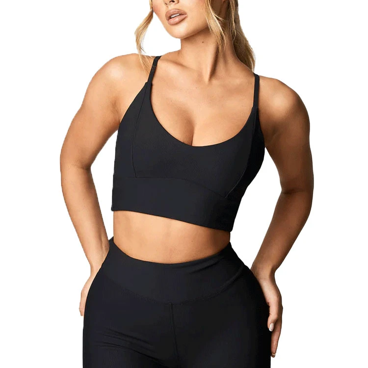 New Design Adjustable Straps Running Fitness Sports Bra / in Stock High Quality Cross Back Sports Bra