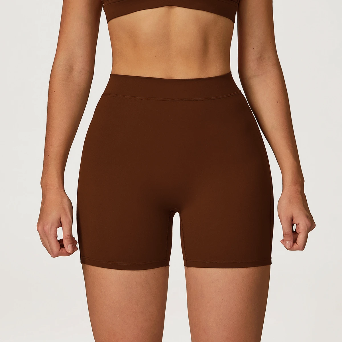High Waisted Brushed Yoga Shorts Tight Fit Butt Lift Sports Shorts Gym Outdoor Running