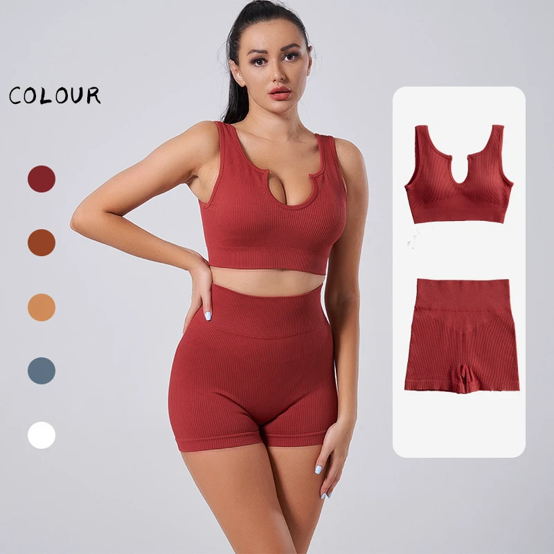 Custom Logo New Solid Color Fashion Activewear Clothing Sexy Yoga Sport Top Gym Wear Workout Women Yoga Set