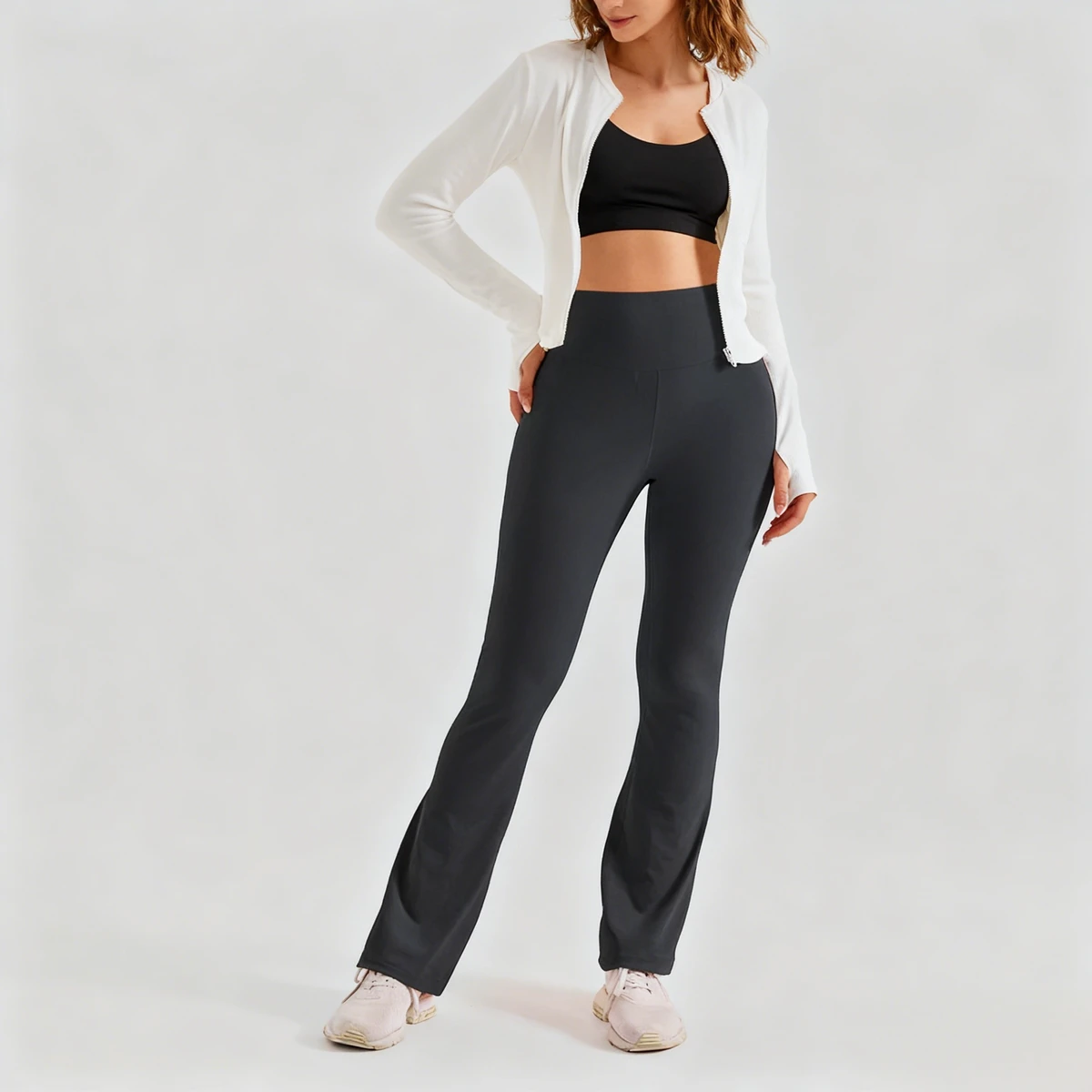 Women's High-waisted Solid Ankle-Length Skin-tight Slim-fitting Workout Yoga Pants with Butt-lifting Design