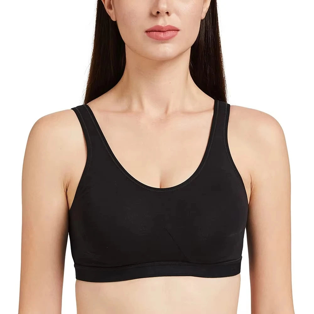 Women’s Black Sports Bra Seamless Comfort High Support Gym, Yoga, Workout Activewear for Fitness Enthusiasts Breathable Stretch