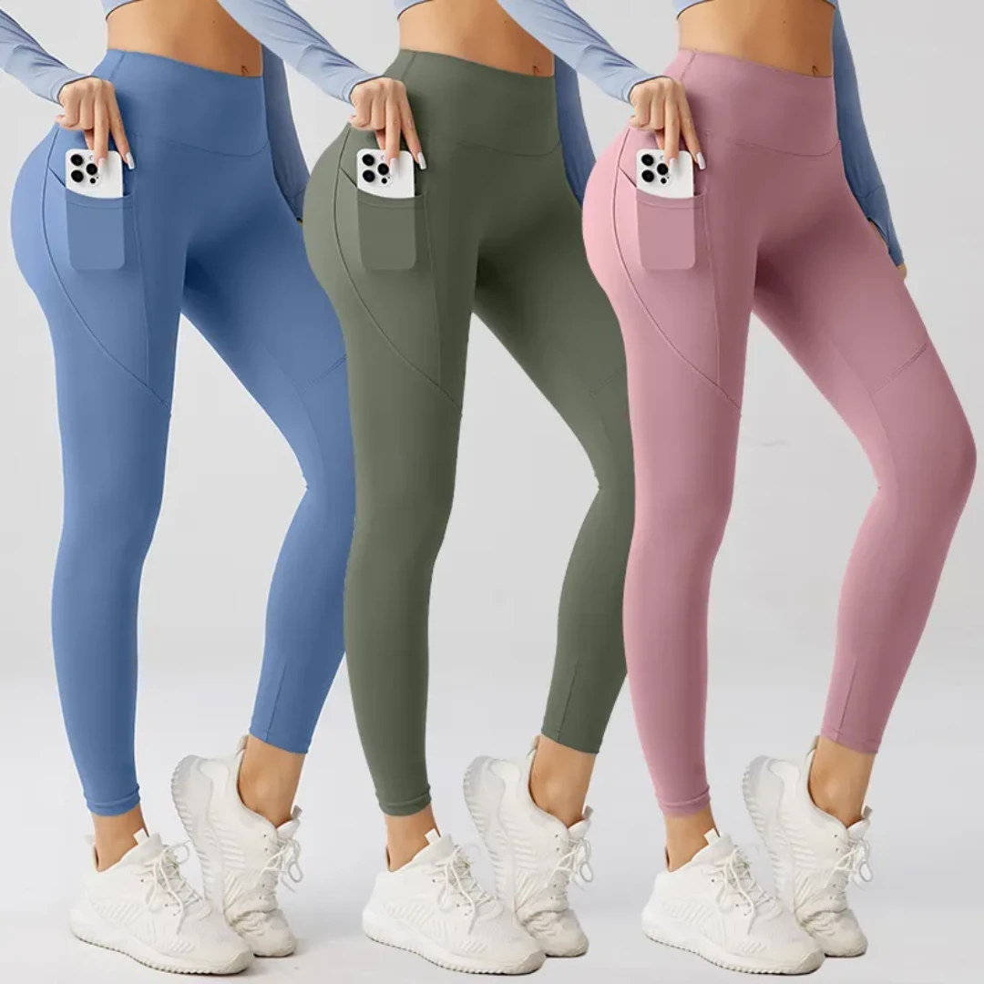 Women Custom Solid Simple Yoga Leggings High Waist Tummy Shape Quick Dry Breathable Four-Way Stretch Plus Size Gym Workout
