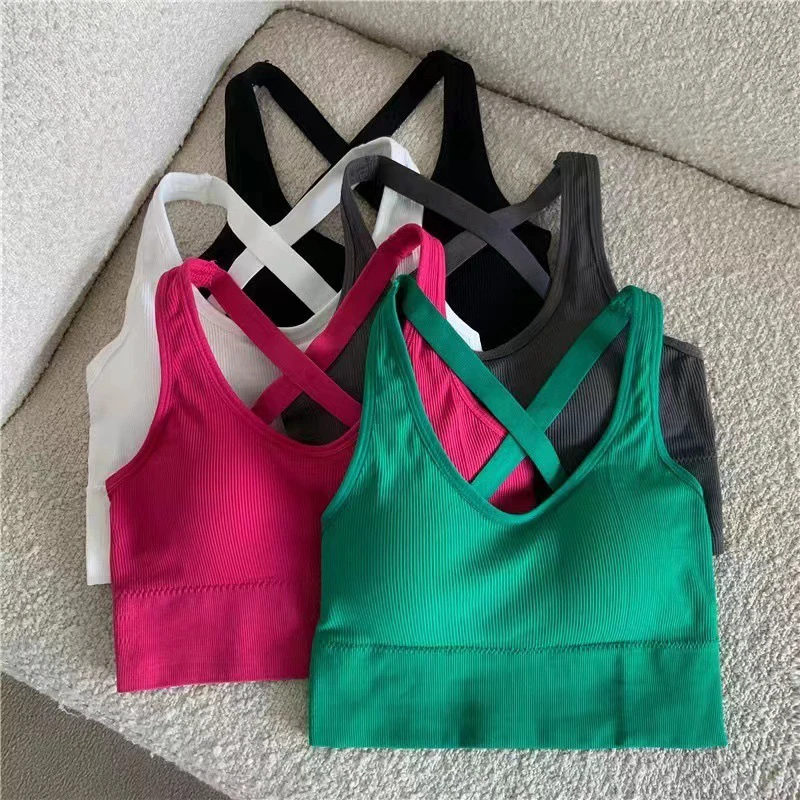 High Quality Solid Color Yoga Fitness Bra U-neck Wire Free Comfortable Breathable Bra for Women