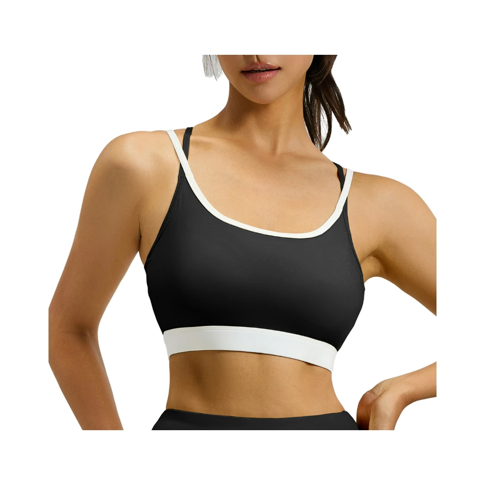 Color-blocked Cross-back Sports Bra for Women, High-strength Shockproof and Supportive Cup Yoga Bra Vest Yoga Wear