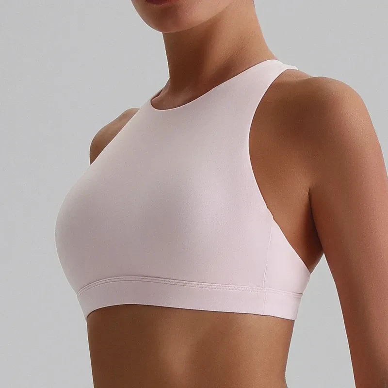 Hi Cloud High Neck Sports Bra Women Sexy Crisscross Back Running Fitness Bras Anti-Sweat Padded Workout Yoga Tank Tops