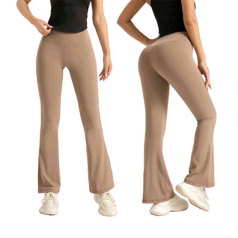 Women's High Waist Flare Bootcut Yoga Pants Leggings Tummy Control Stretch Quick Dry Breathable Spandex/Polyester Solid Pattern
