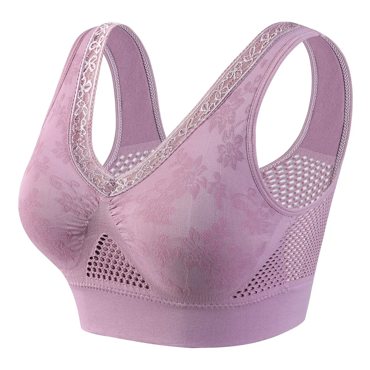 Women's Breathable Woven Sports Bra Single-Layer Wireless Bralette Moisture-Wicking Adjustable Straps Lightweight Yoga Top