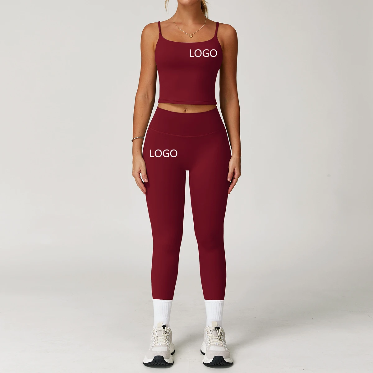Custom Logo Activewear Backless Bra Scrunch Butt Yoga Two Piece High Waist Leggings Gym Fitness Sets