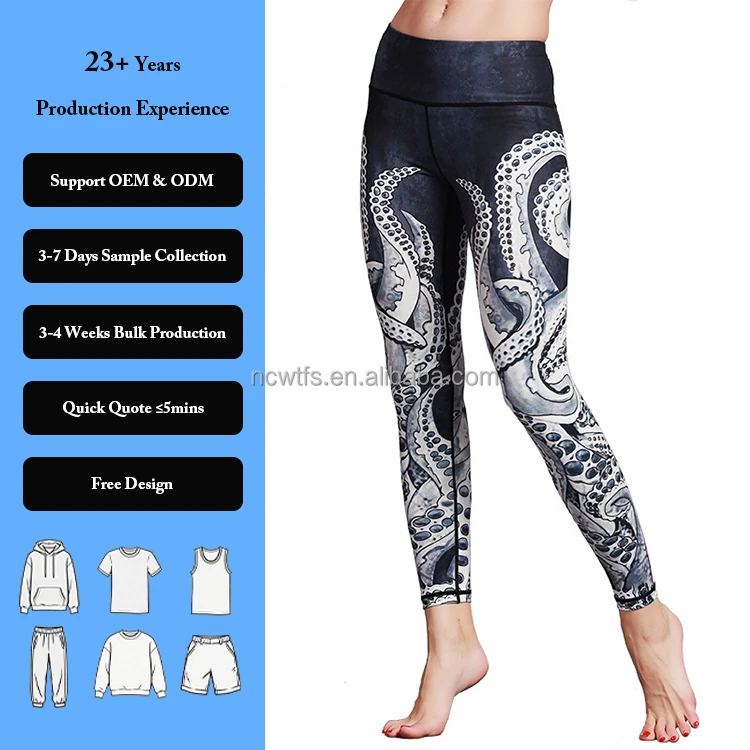 Custom Your Graphic Printed Jogging Pants Octopus Design Polyester Spandex Yoga Pants