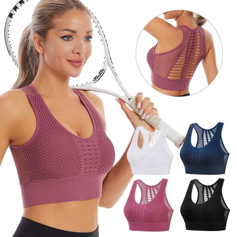 Wholesale Plus Size Women Hollow Out Sports Bra Beauty Back Comfortable Quick Dry Fitness Running Tennis Yoga Top For Ladies