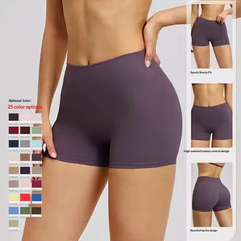 Women's Recycled High Waist Yoga Shorts Quick-Dry Gym Running Fitness Toning Shorts Elastic Fold-Over Design Butt-Lifting Effect