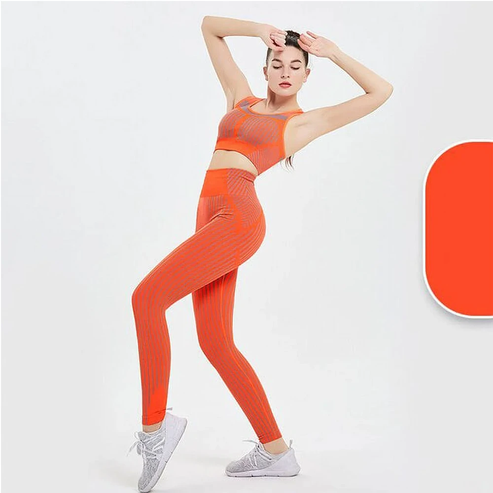 Wholesale Fitness 2 Piece Seamless Women Yoga Wear Set High Elastic Quick Dry Workout Clothing Running Sports Gym Fitness Set