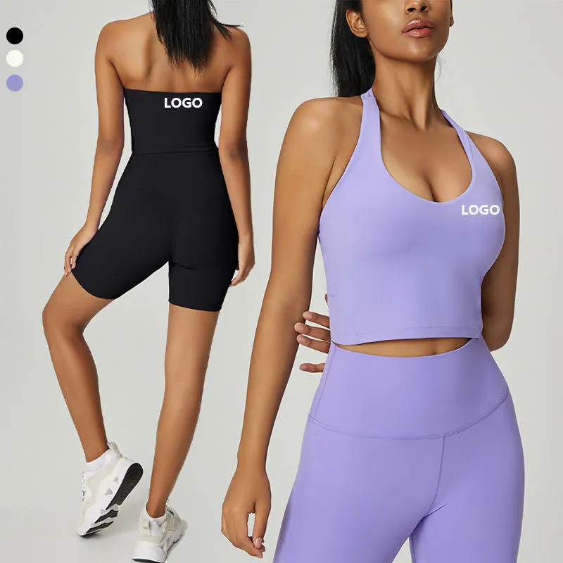 Super Soft Beauty Back Halter Neck Running Shockproof Beautiful Back Yoga Bra Fitness Top High Support Sports Bra for Women