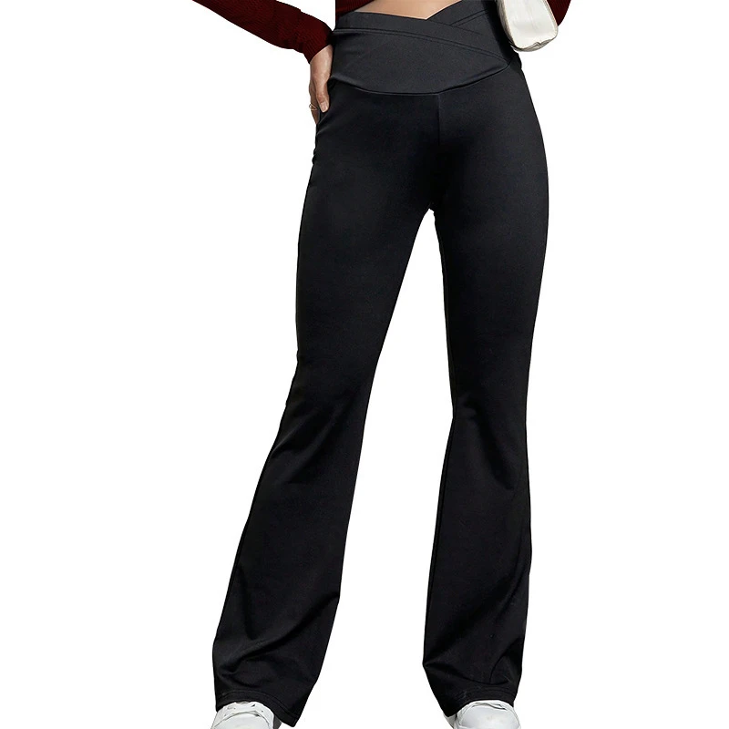 Cross-border Maternity Wide-leg Flared Pants High Waist Slim-fit Cross Belly-supporting Belt Modal Spandex Material Butt Lifting