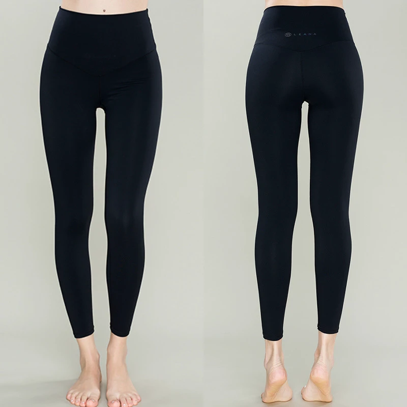 Custom Logo Solid High Waisted Yoga Leggings Breathable Four-Way Stretch Eco-Friendly Ankle-Length Scrunched Butt Sports Running