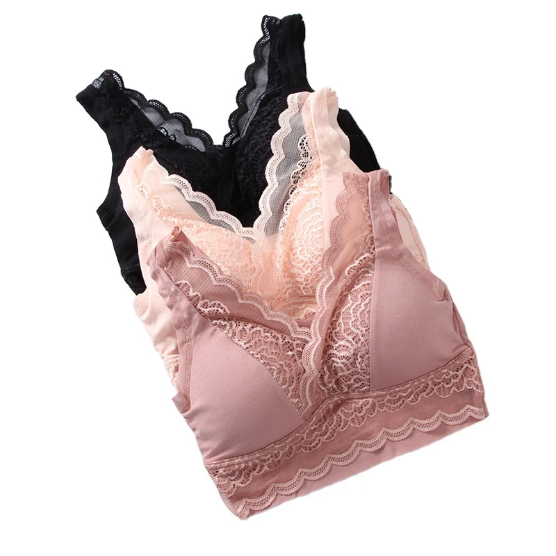 5875 New Sexy Lace Bra Plus Size Chest Pad Removable Gather Sports Sleep Underwear Female