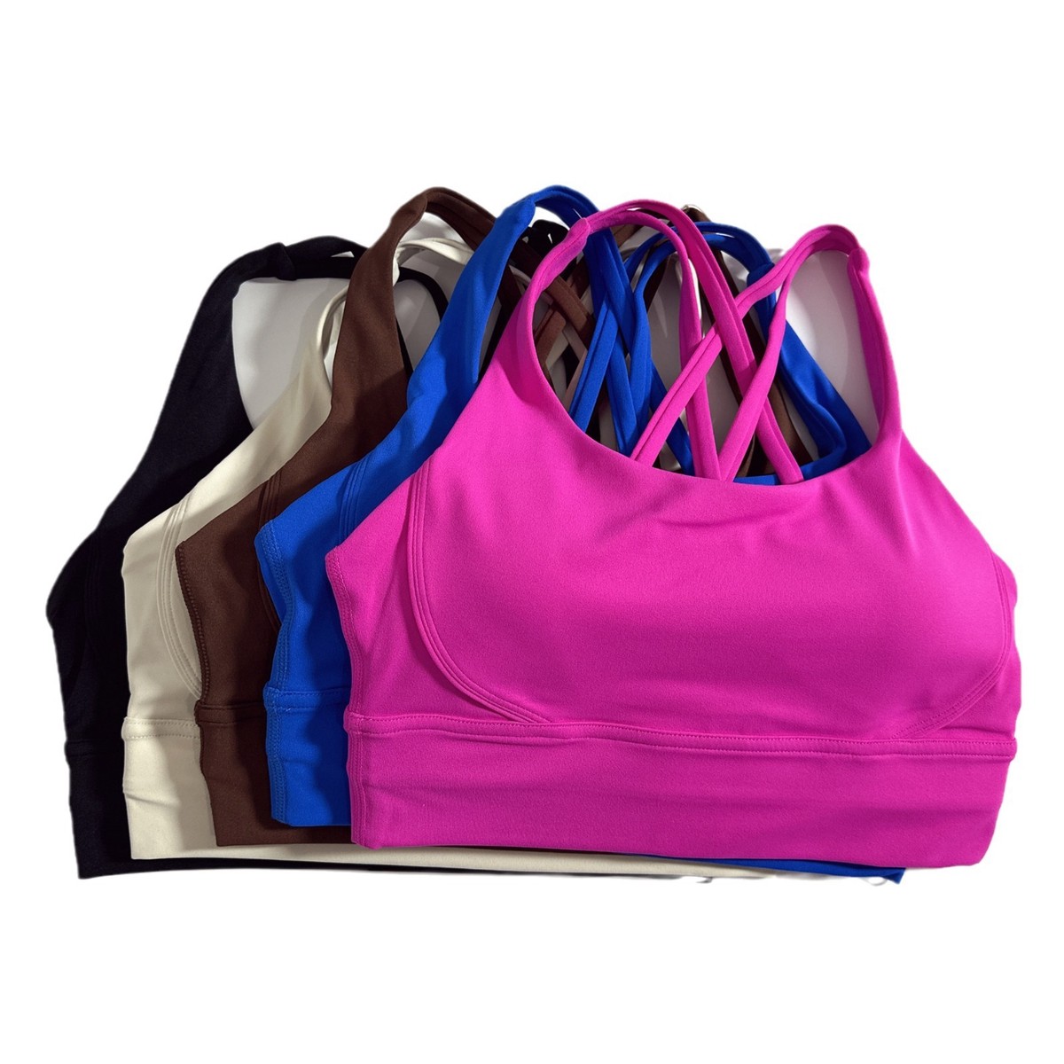 Solid Color High Impact Shockproof Back Cross Eight Shoulder Straps Women's Sports Bra Yoga Fitness Underwear Bra