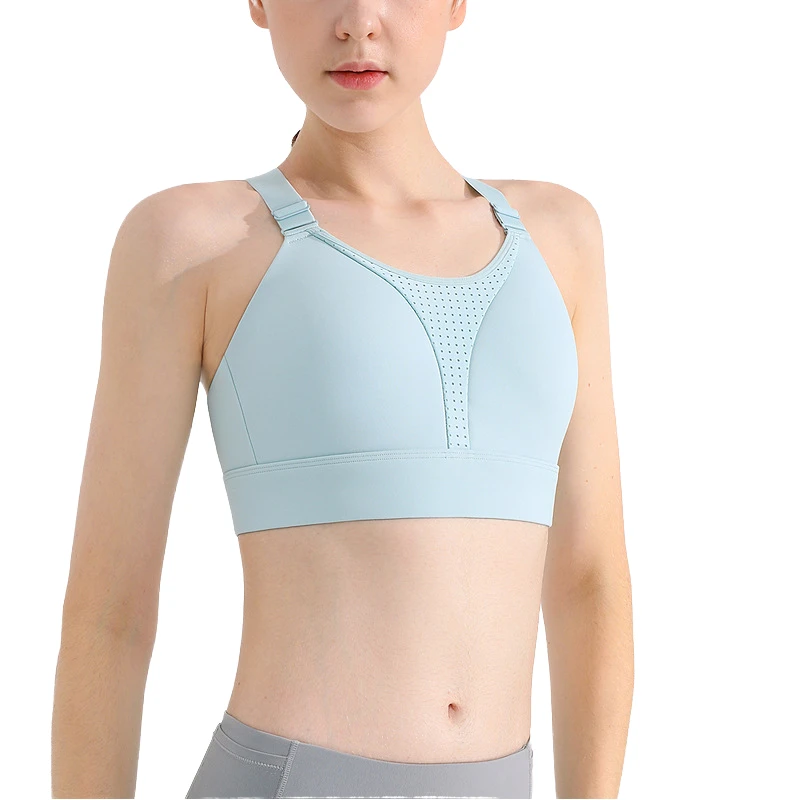 Women's High Support Simple Yoga Sports Bra Moisture-Wicking Breathable Double Shoulder Straps Quick Drying Plus Size Front
